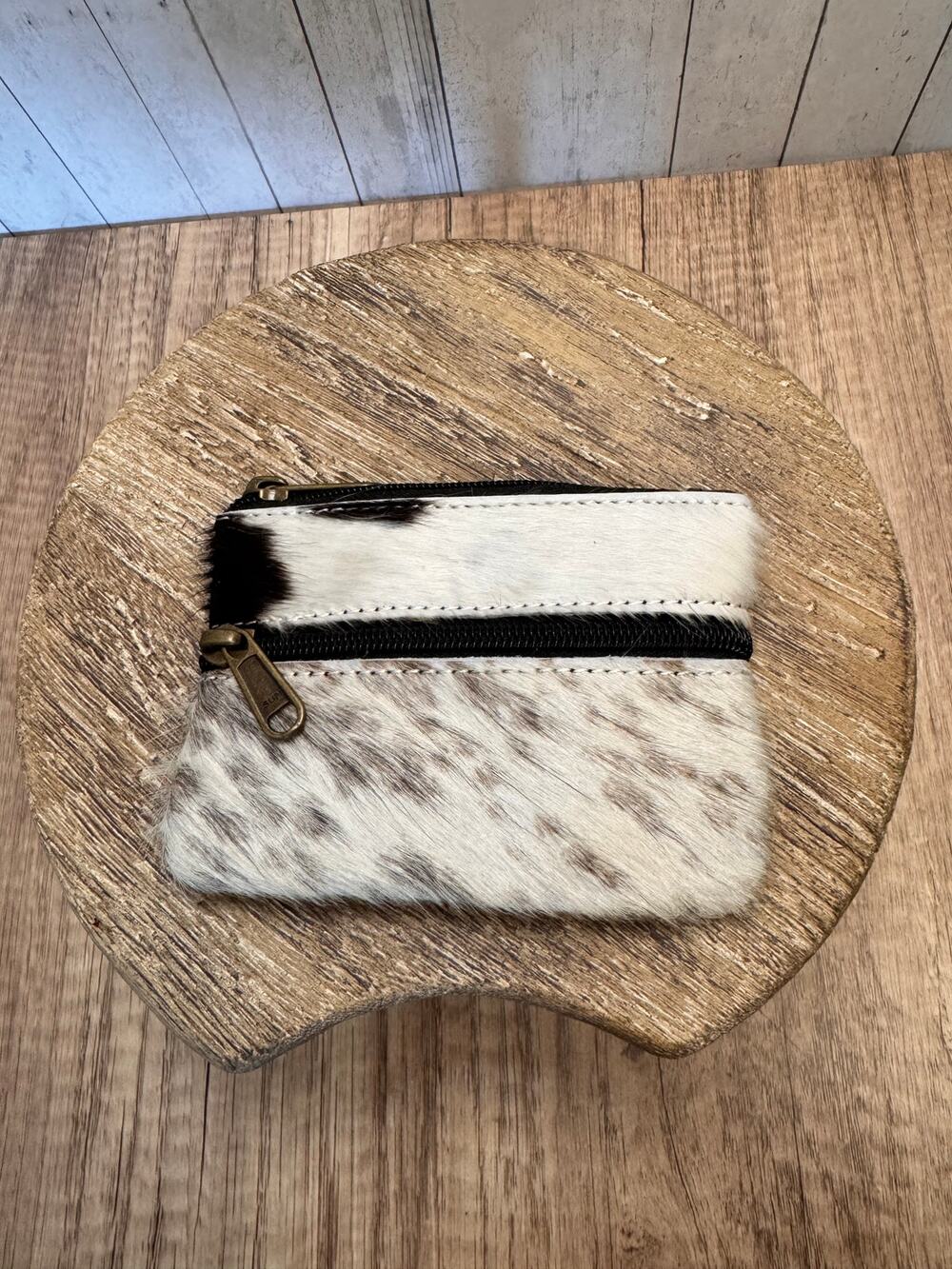 Double Zip Pouch Vegan Leather Wallet NeW FAST SHIP Black White Brown Pouch